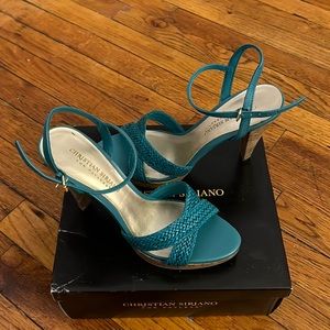 Christian Siriano turquoise blue heels